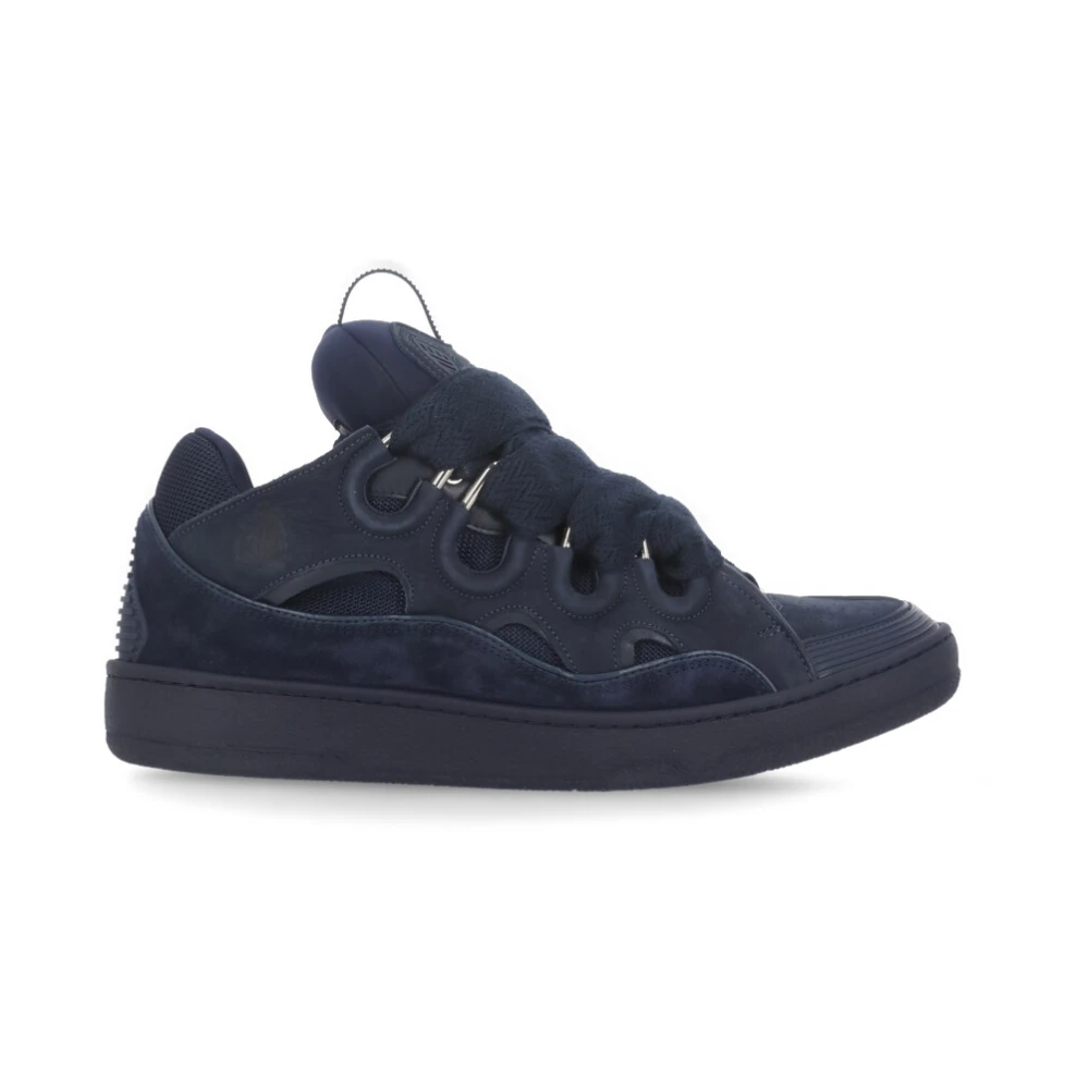 Lanvin Men's Blue Leather Curb Sneakers