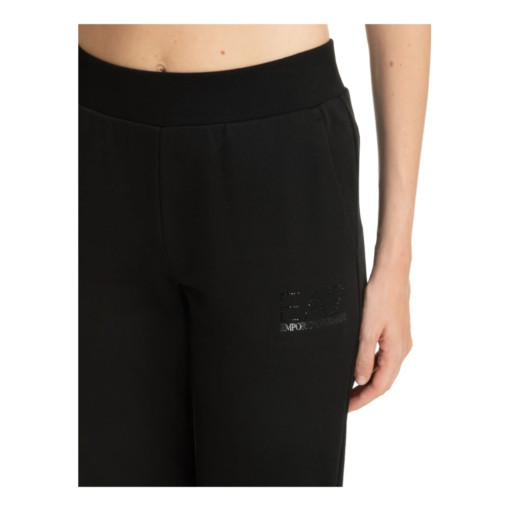 Emporio Armani EA7 Elastische Taille Joggers met Logo Black Dames