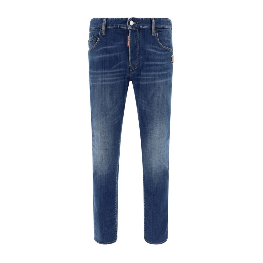 Dsquared2 Skinny Katoenen Jeans met Riemlussen Blue Heren