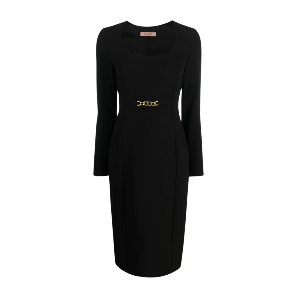 Twinset Women's Black Dress For Aw23 - Midi Dresses - Xl - Dresses