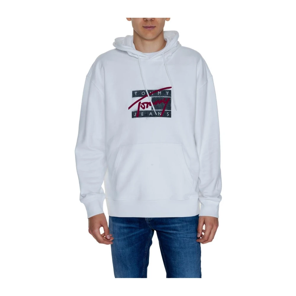 Tommy Jeans Graffiti Hoodie Mannen Herfst Winter Collectie White Heren