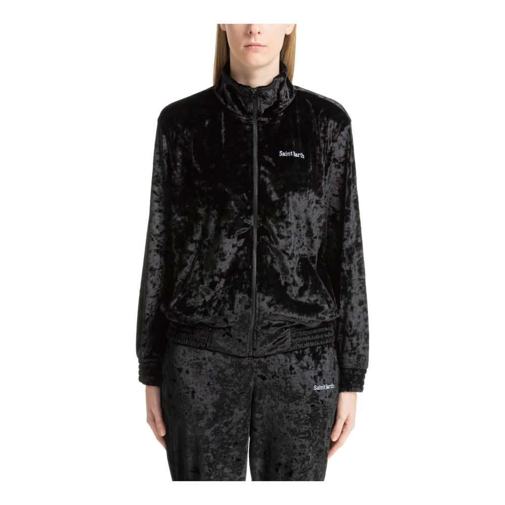 MC2 Saint Barth Effen Logo Rits Sweatshirt met Zakken Black Dames
