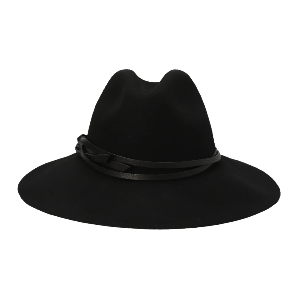 Golden Goose Black Fedora Hat With Leather Patch Belt Detail - Unisex - Accessories - M - Accessories
