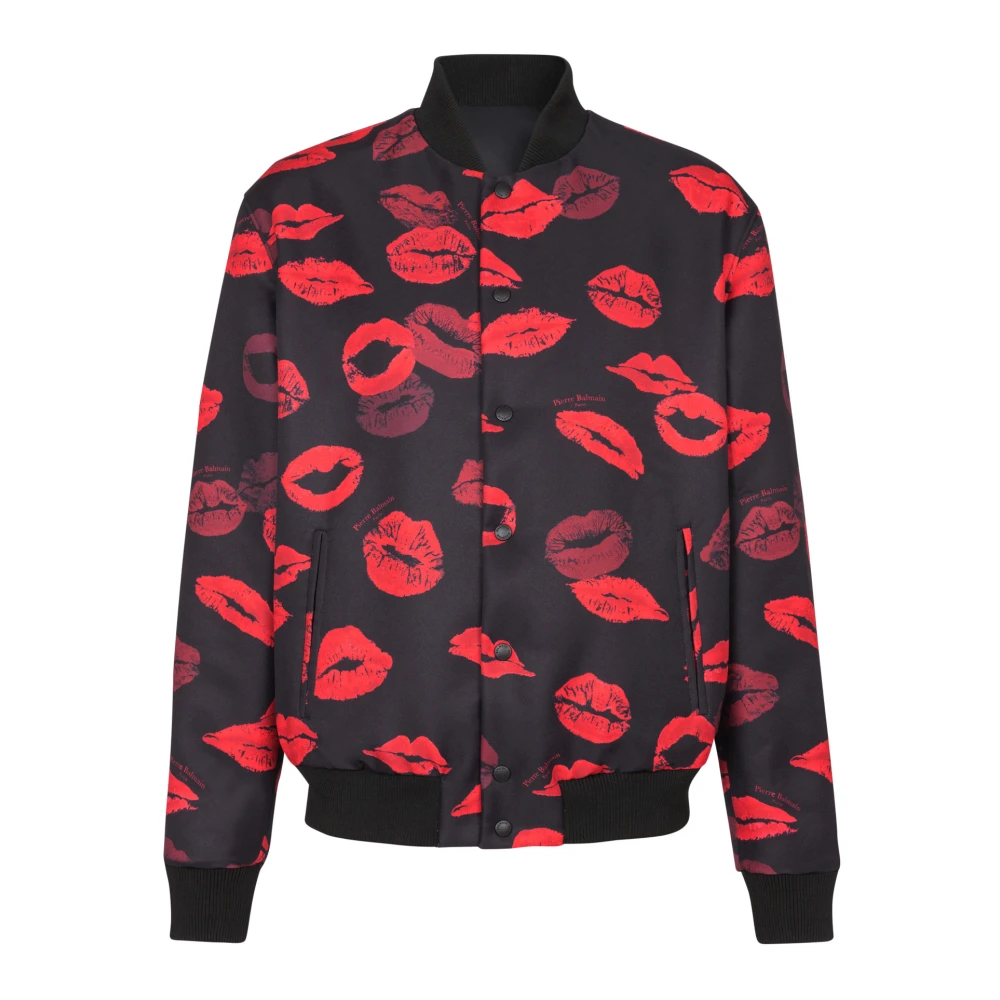 Balmain Omkeerbare bomberjack in effen en Kiss-print nylon Multicolor Heren