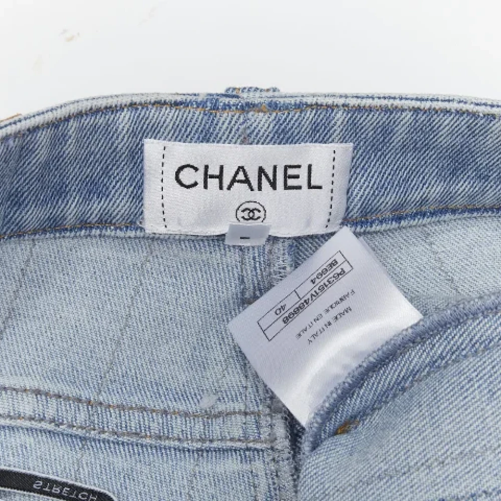 Chanel Vintage Tweedehands Blauwe Katoenen Chanel Jeans Blue Dames