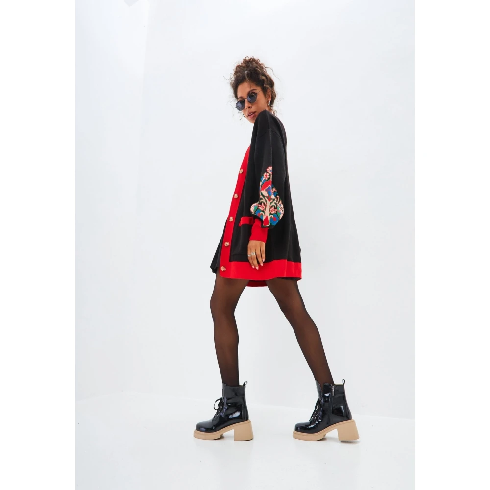 Cesare Gaspari Puffy Sleeve Cardigan Black Dames