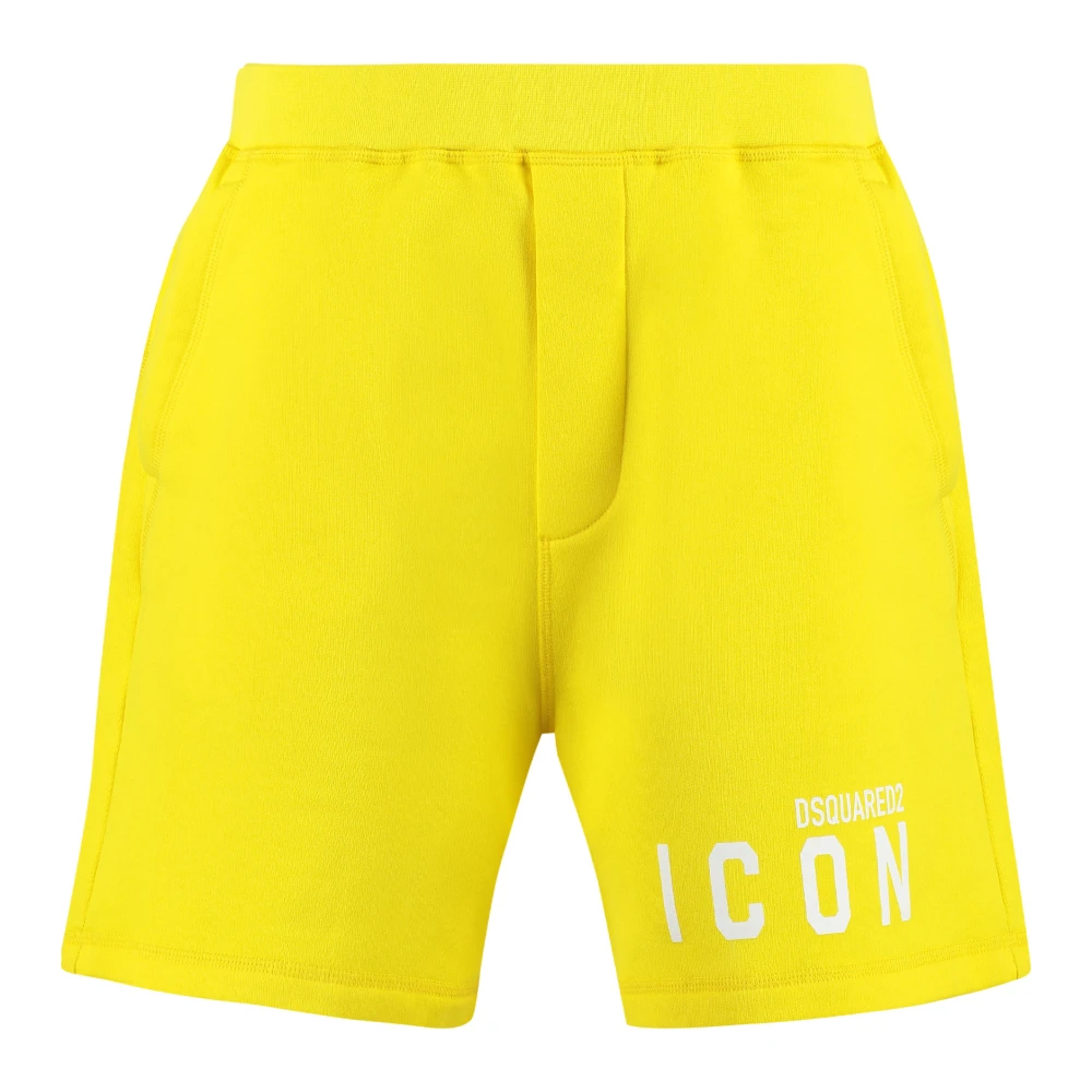 Dsquared2 Katoenen Sweatshorts met Logo Print Yellow Heren