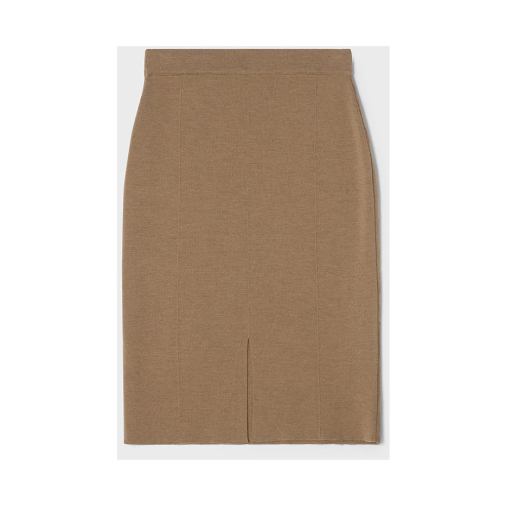 Busnel Merino Wol Gebreide Rok met Achtersplit Beige Dames