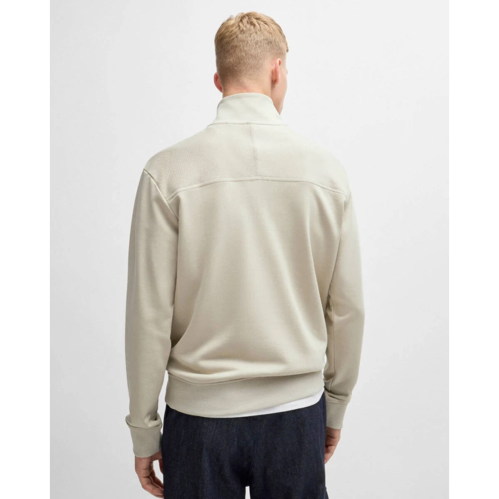 Boss Black Ribfluwelen Sweatshirt voor Heren Beige Heren