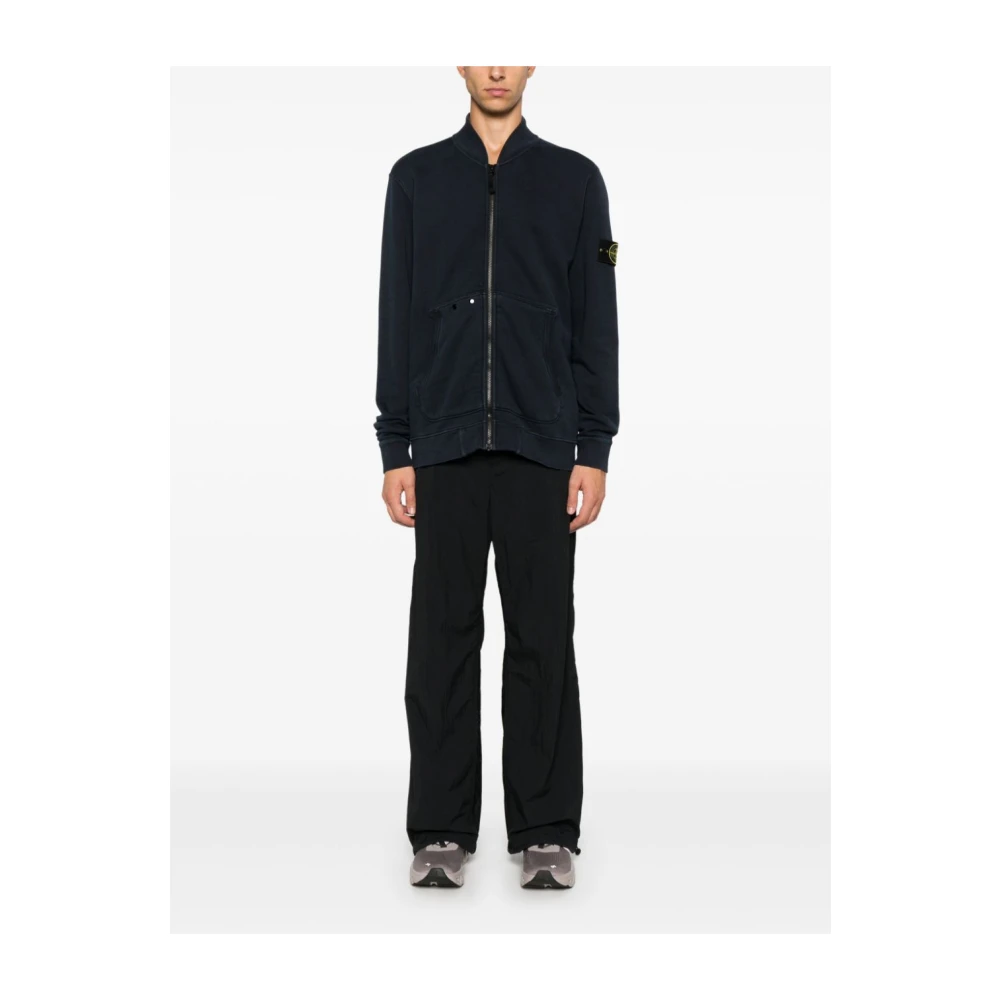 Stone Island Navy Blue Jersey Baseball Sweater Blue Heren