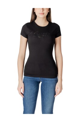 t-shirt-en-coton-noir-avec-logo-a-pois