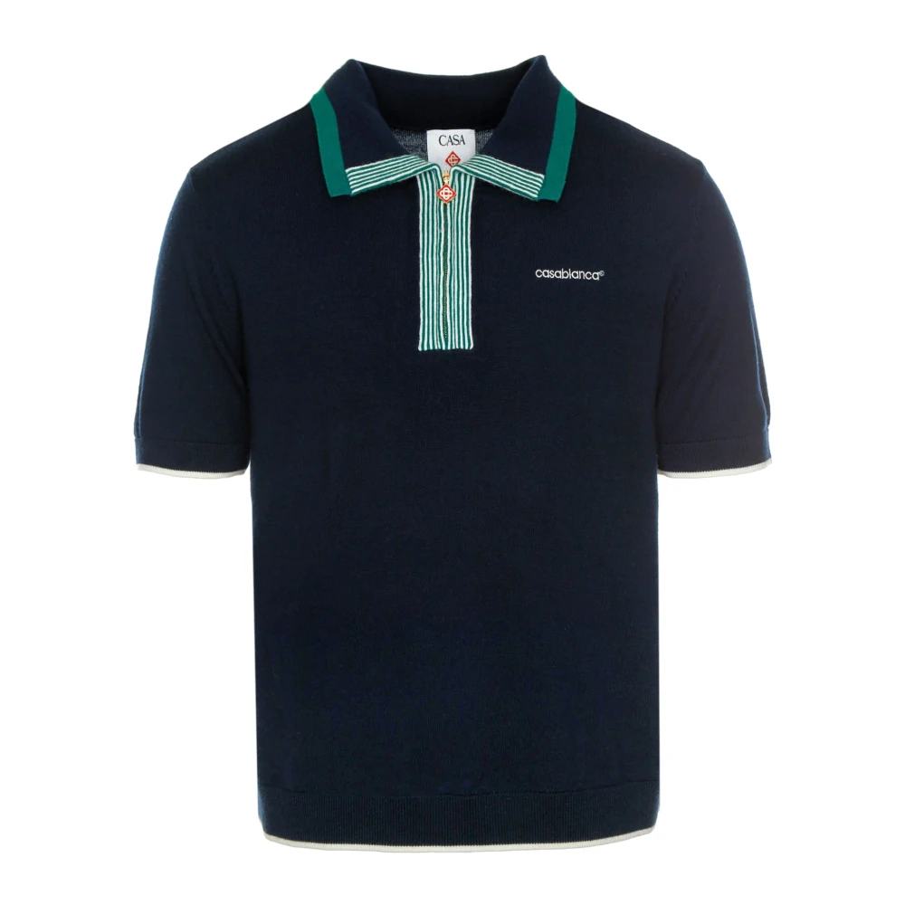 Casablanca Gestreept poloshirt met rits Blue Heren