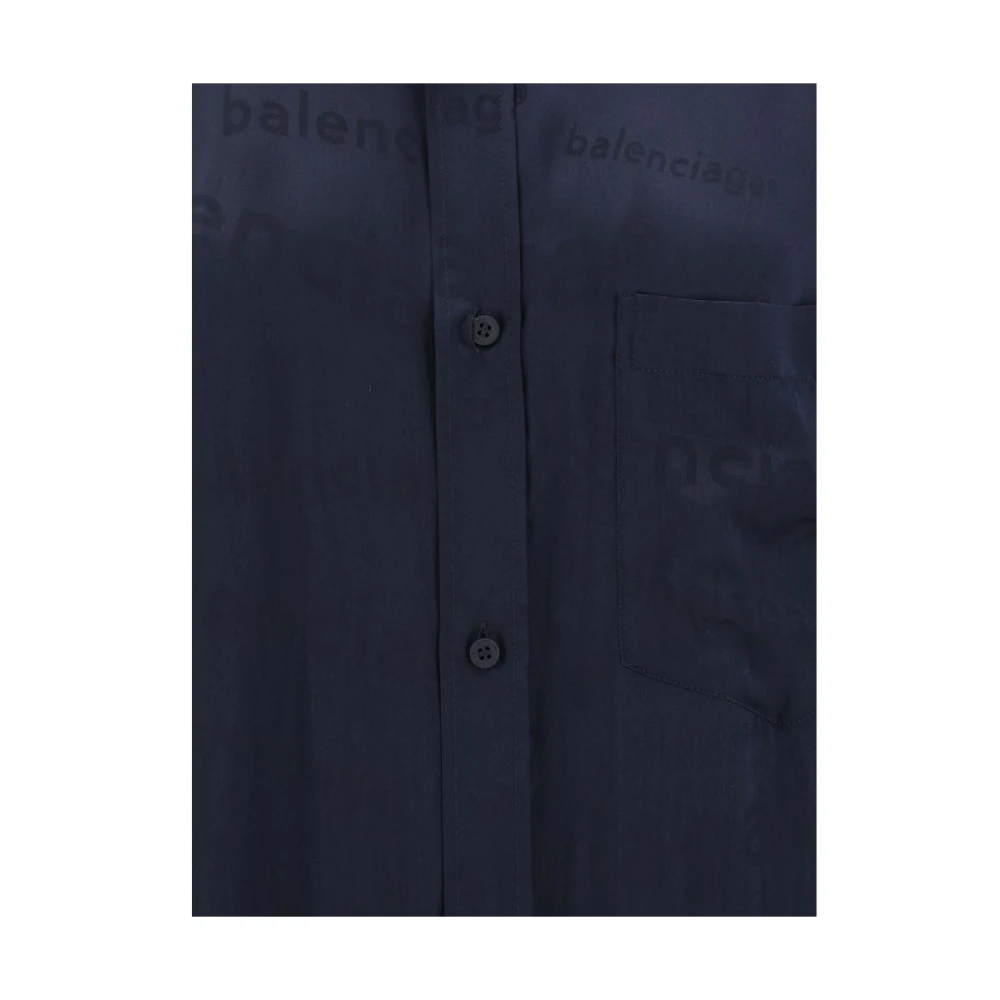 Balenciaga Zijden overhemd met klassieke kraag Blue Dames