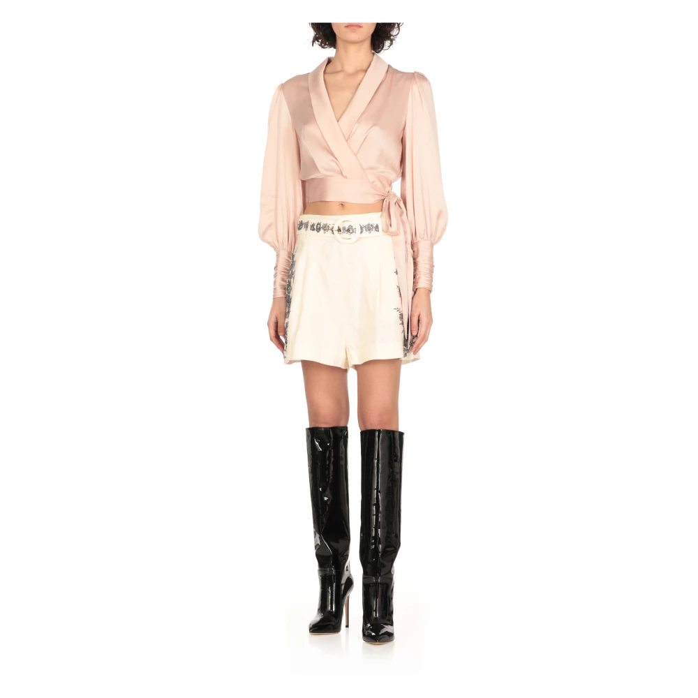 Zimmermann Roze Zijden V-hals Top Pink Dames