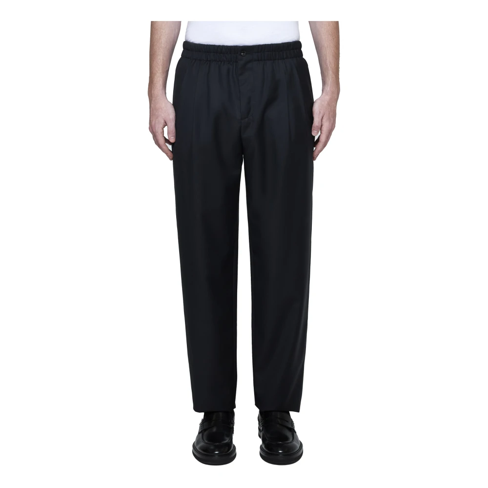 Giorgio Armani Zwarte Wol Kasjmier Broek Black Heren