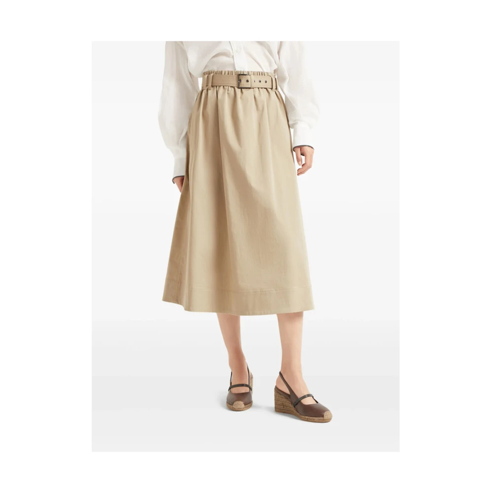 BRUNELLO CUCINELLI Hoge beige rok met zakken Beige Dames