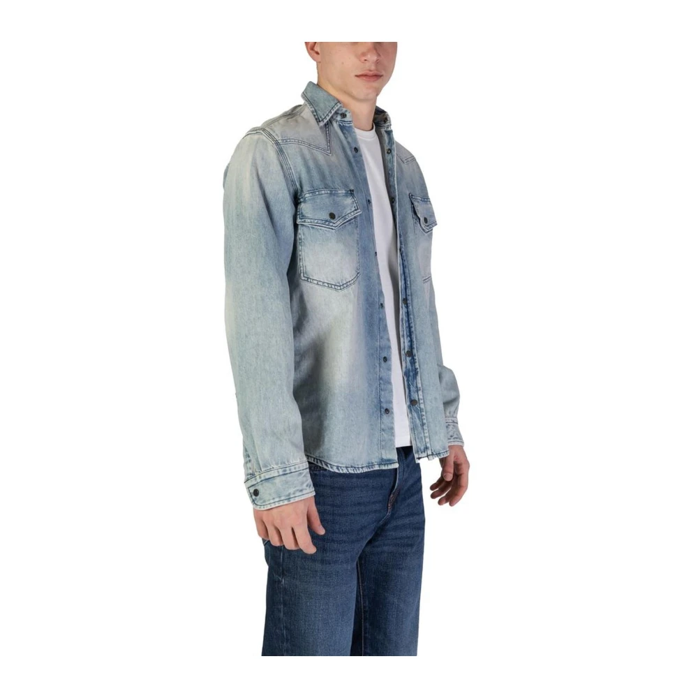 Hugo Boss Lange mouwen katoenen overhemdcollectie Blue Heren