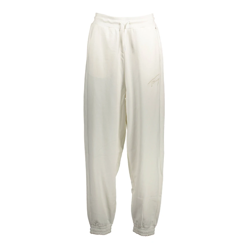 Tommy Hilfiger Women's White Sporty Trousers Embroidered Logo - Sweatpants - L- Trousers