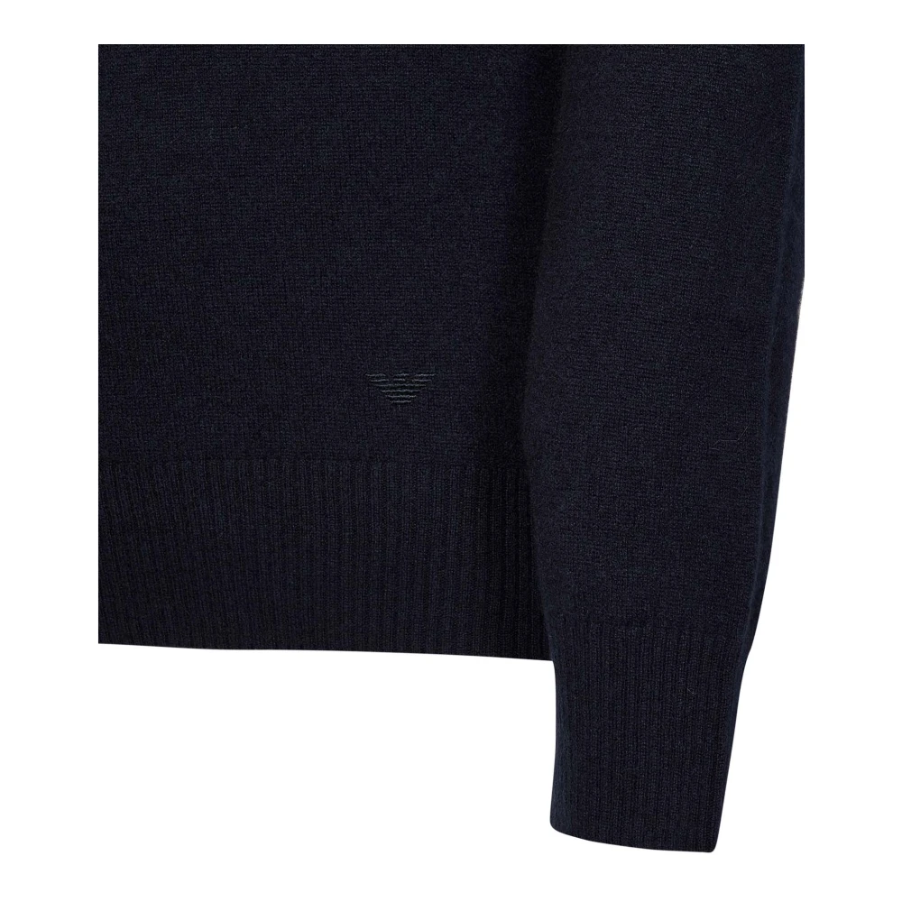 Emporio Armani Navy Blauwe Kasjmier Coltrui Sweatshirt Blue Heren