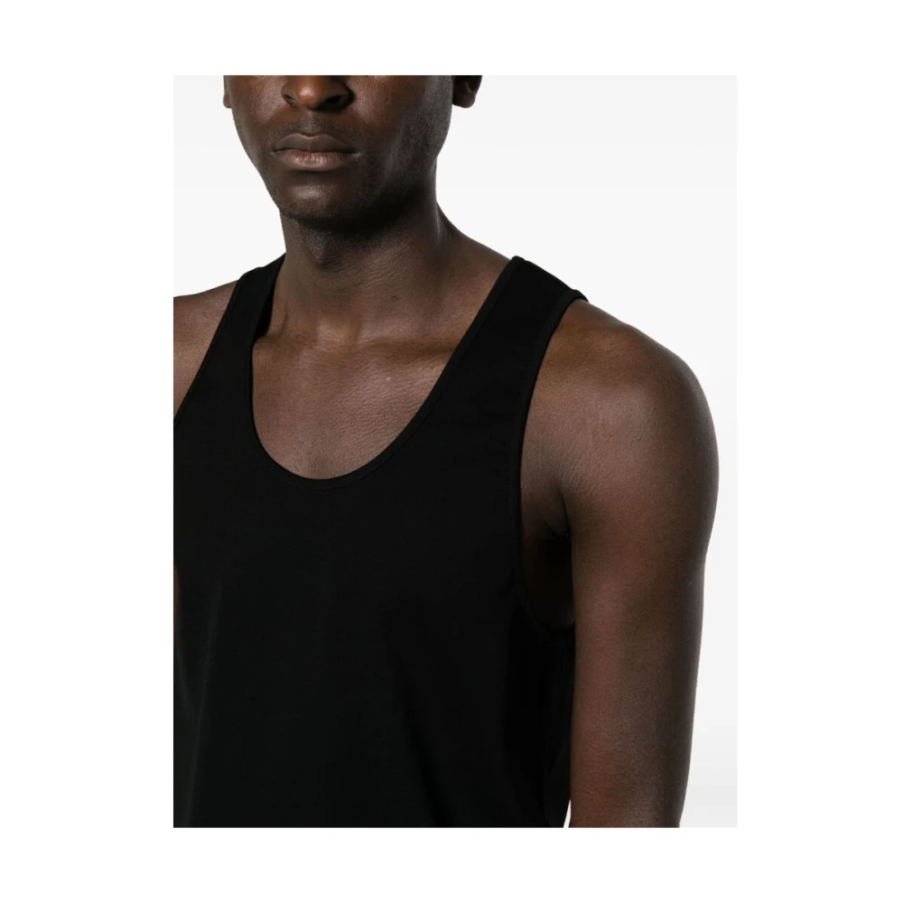 Lemaire Zwarte Mouwloze Katoenen T-shirt Black Heren
