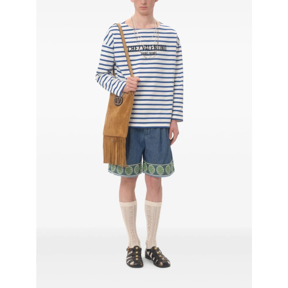 Valentino Blauwe Shorts met Geborduurd Motief Blue Heren