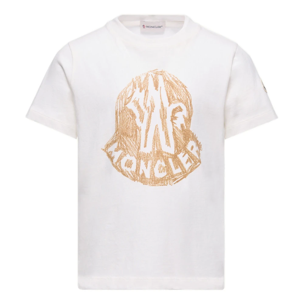 Moncler Men's White Logo Print Cotton T-Shirt