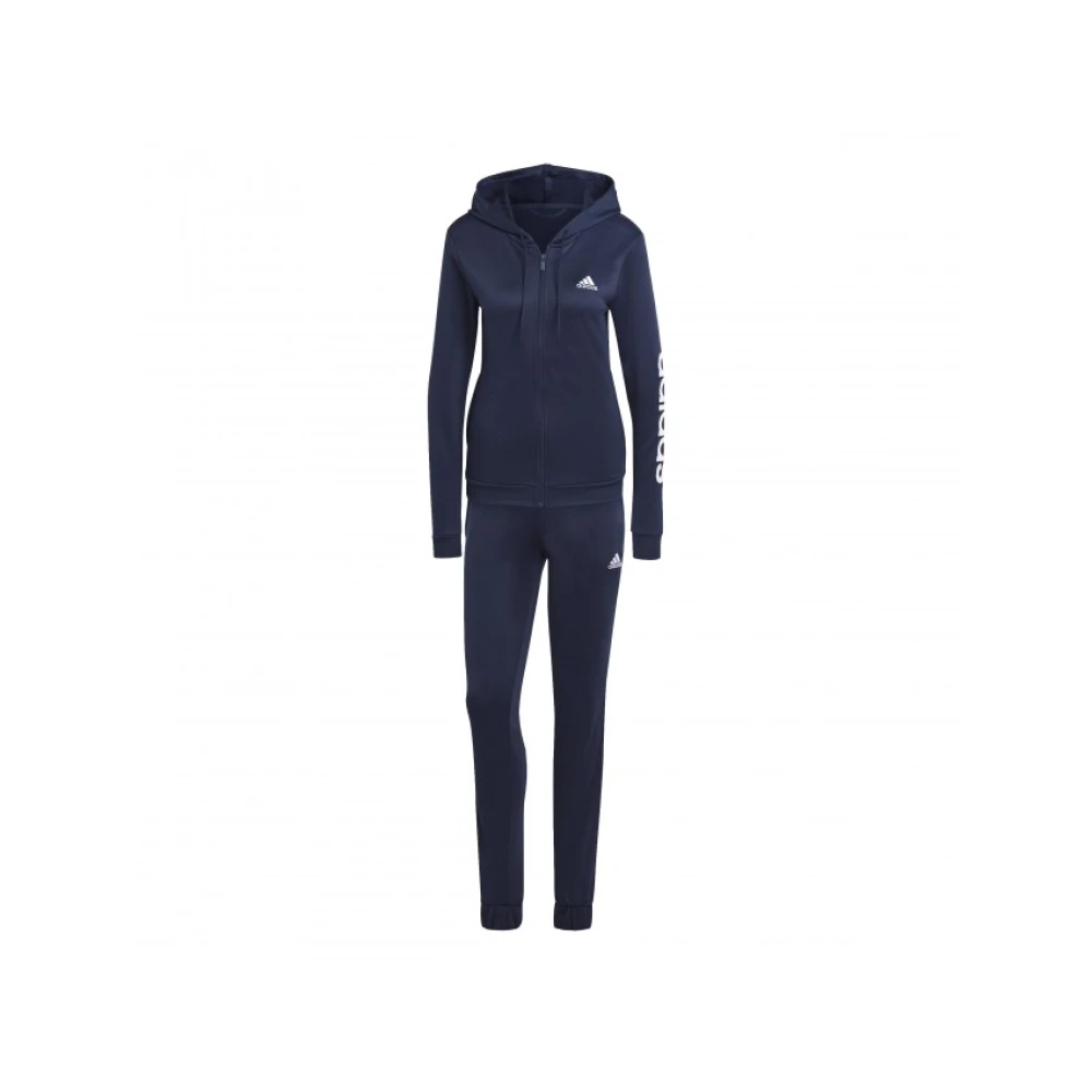 Adidas Kvinnors Blå och Vit Linear Tracksuit Blue, Dam