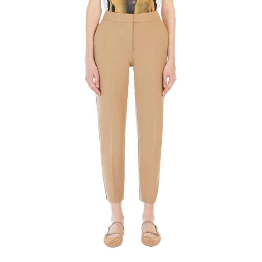 Max Mara Jersey Broek met Flap Sluiting Brown Dames