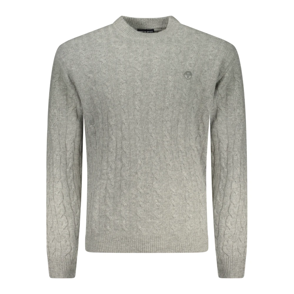 North Sails Men's Gray Round-Neck Knitwear, Xl, Cable-Knit Crew-Neck Jumper