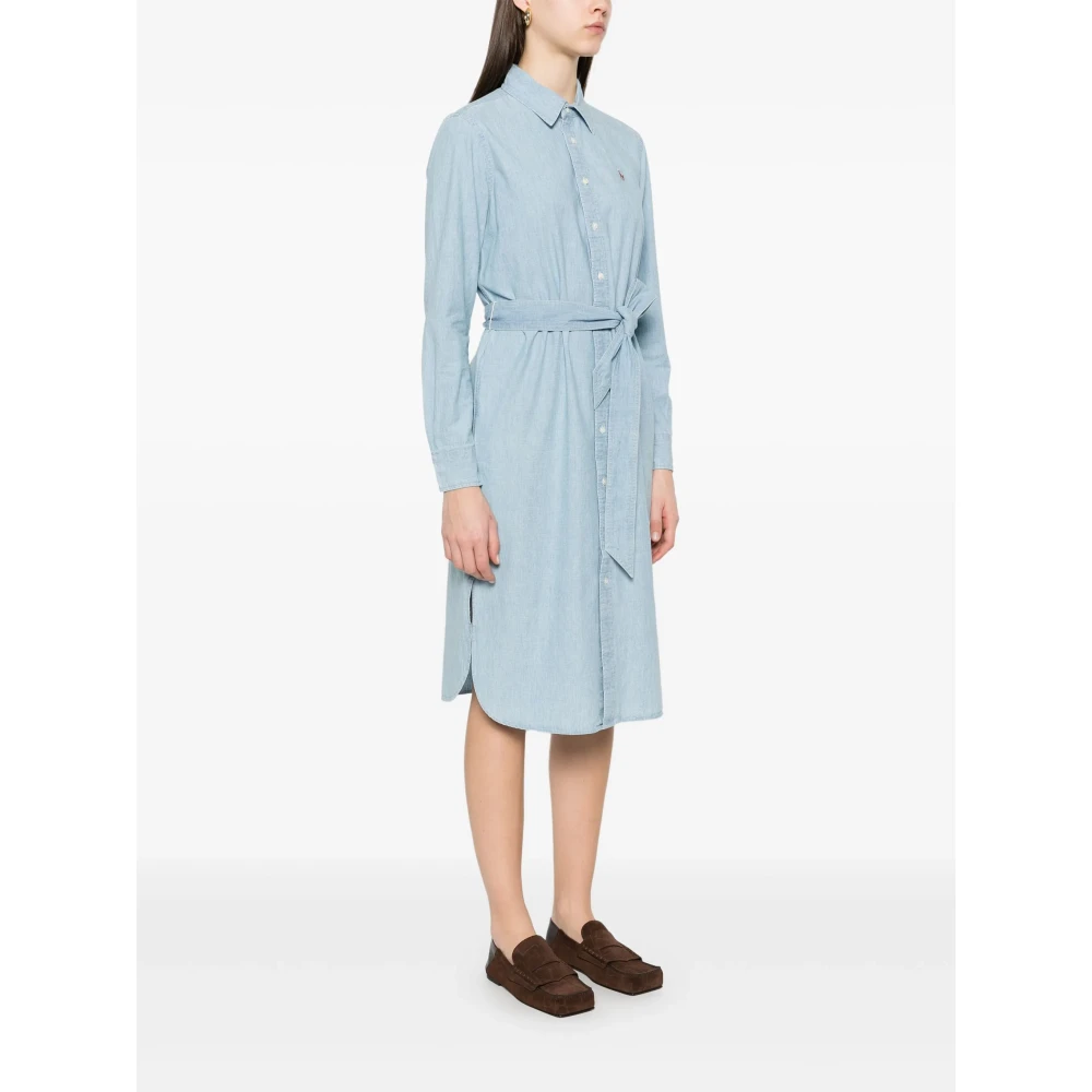 Polo Ralph Lauren Blauwe overhemdjurk met ponyborduursel Blue Dames