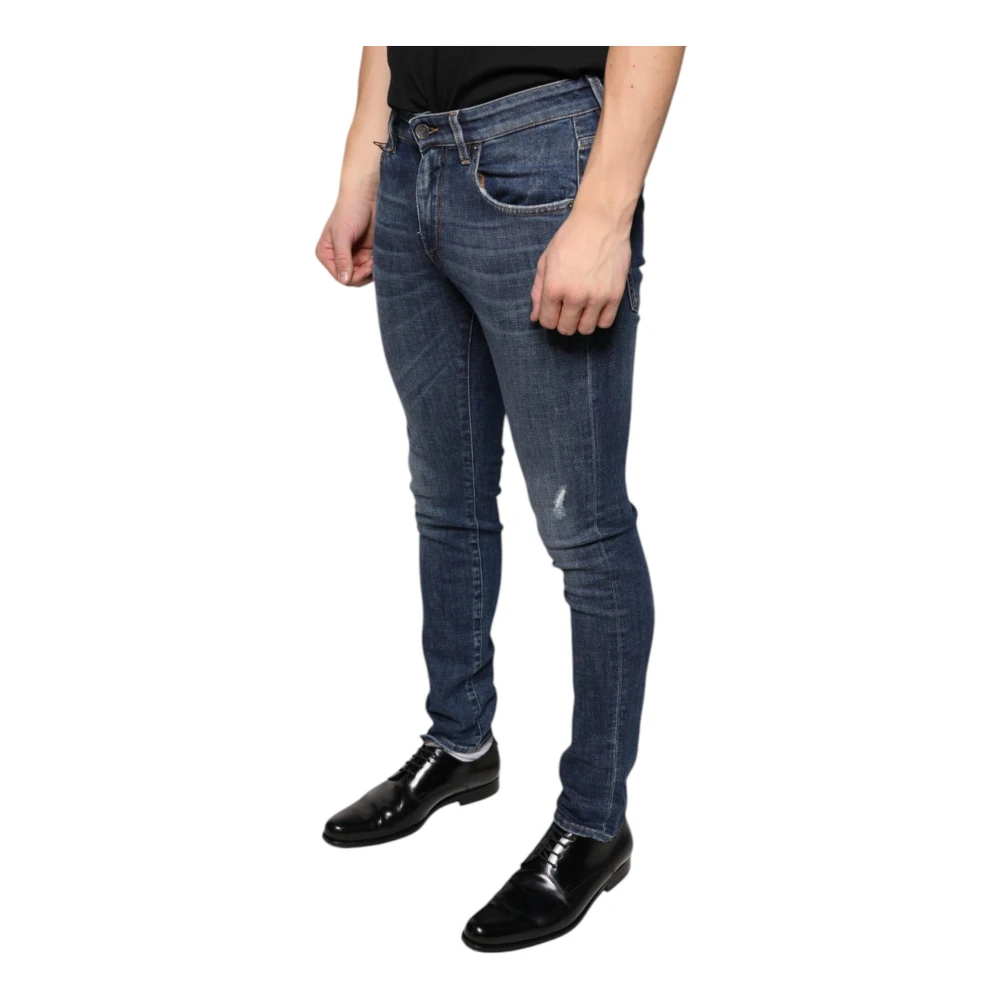 Dolce & Gabbana Logo Skinny Denim Jeans Donkerblauw Blue Heren
