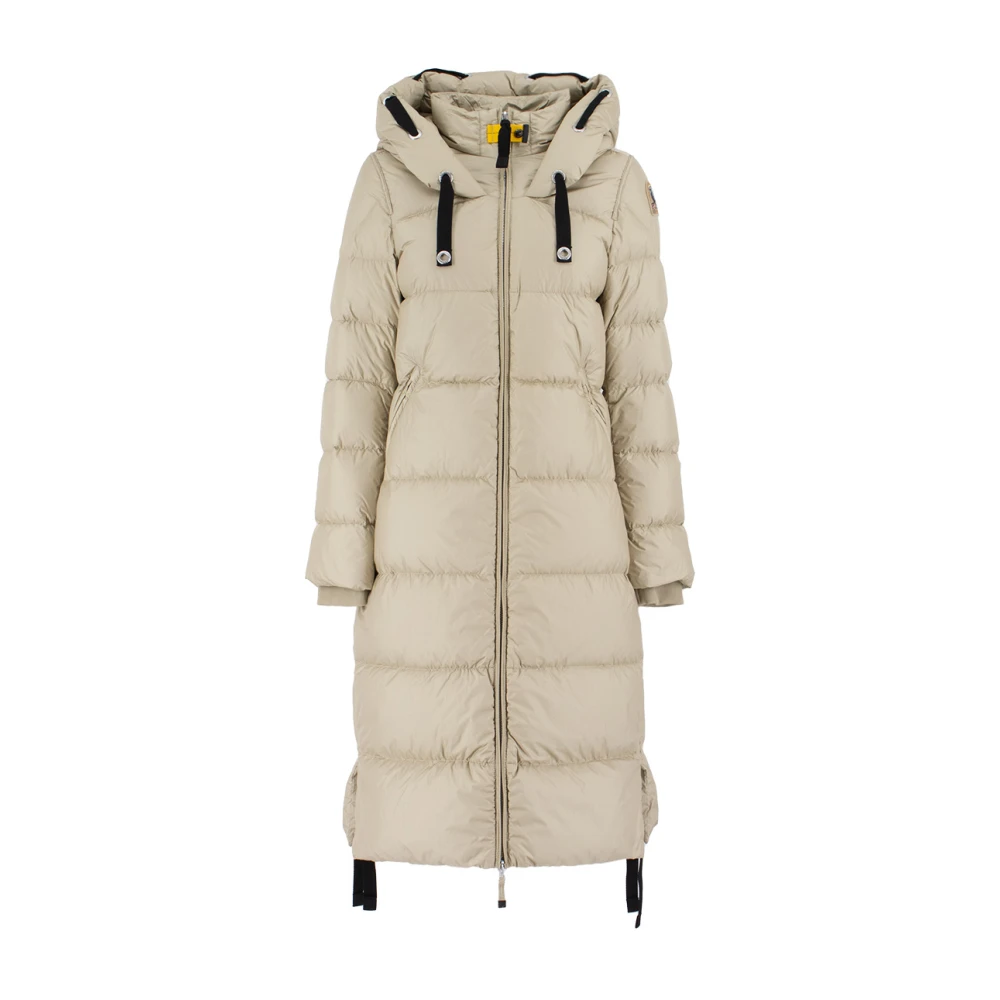 Parajumpers Lange Gewatteerde Jas Lichtgewicht Nylon Beige Dames