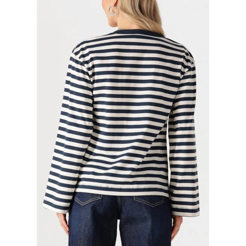 Modström Blauw Wit Gestreepte LS T-shirt Blue Dames