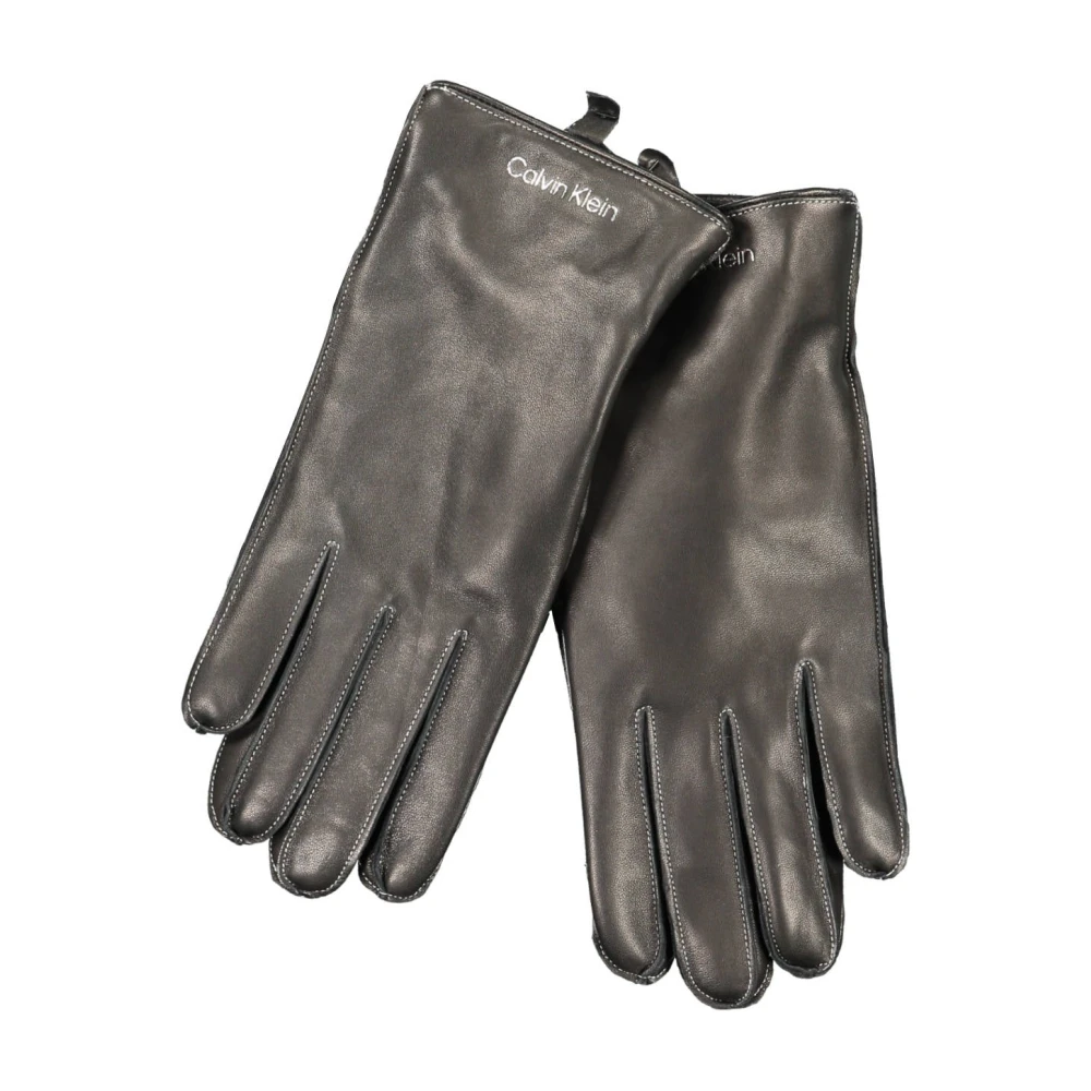Calvin Klein Men's Black Gloves With Contrast Details
