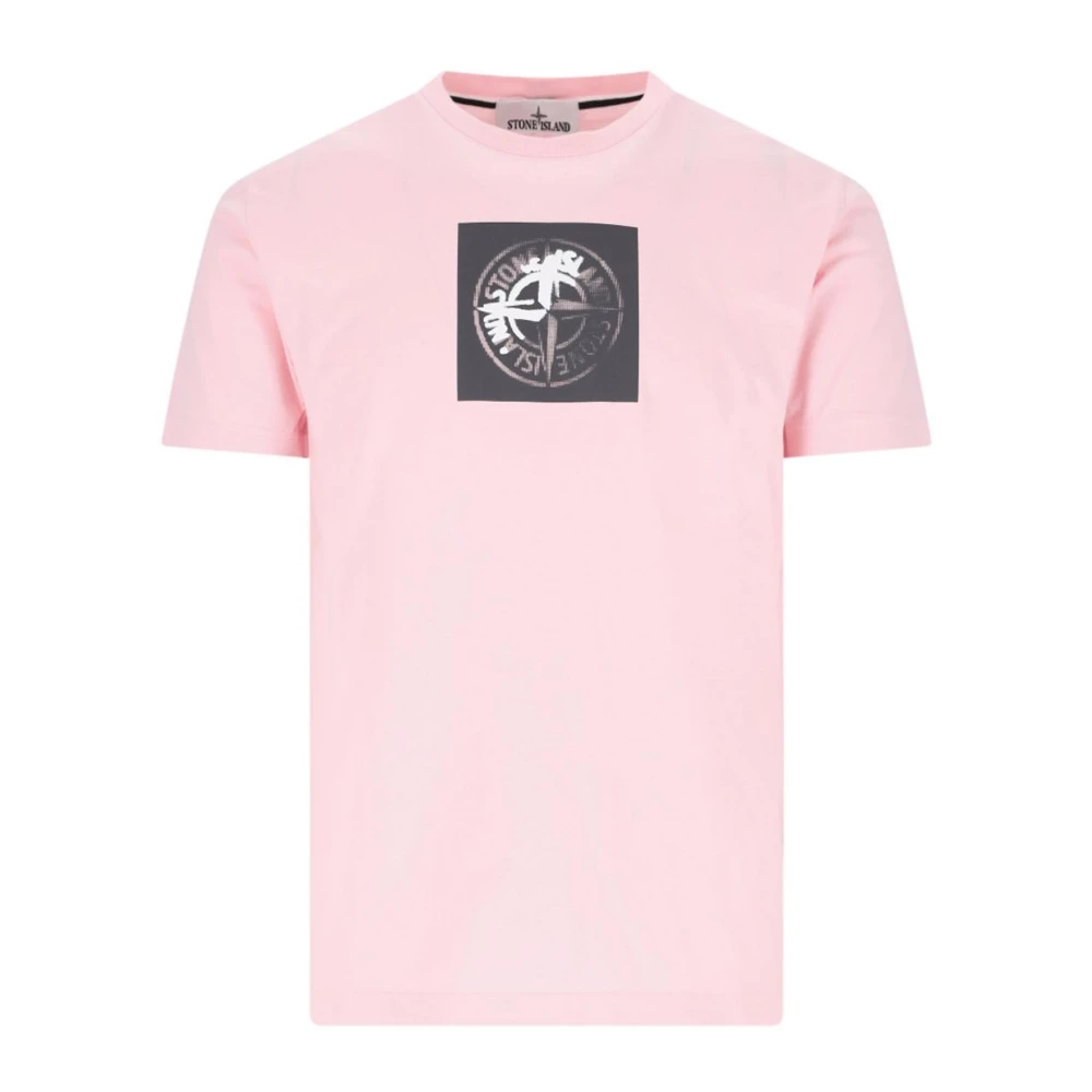 Stone Island T-shirt met logo-print Pink Heren