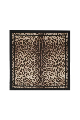 Leopardmönstrad sidenkypert Foulard