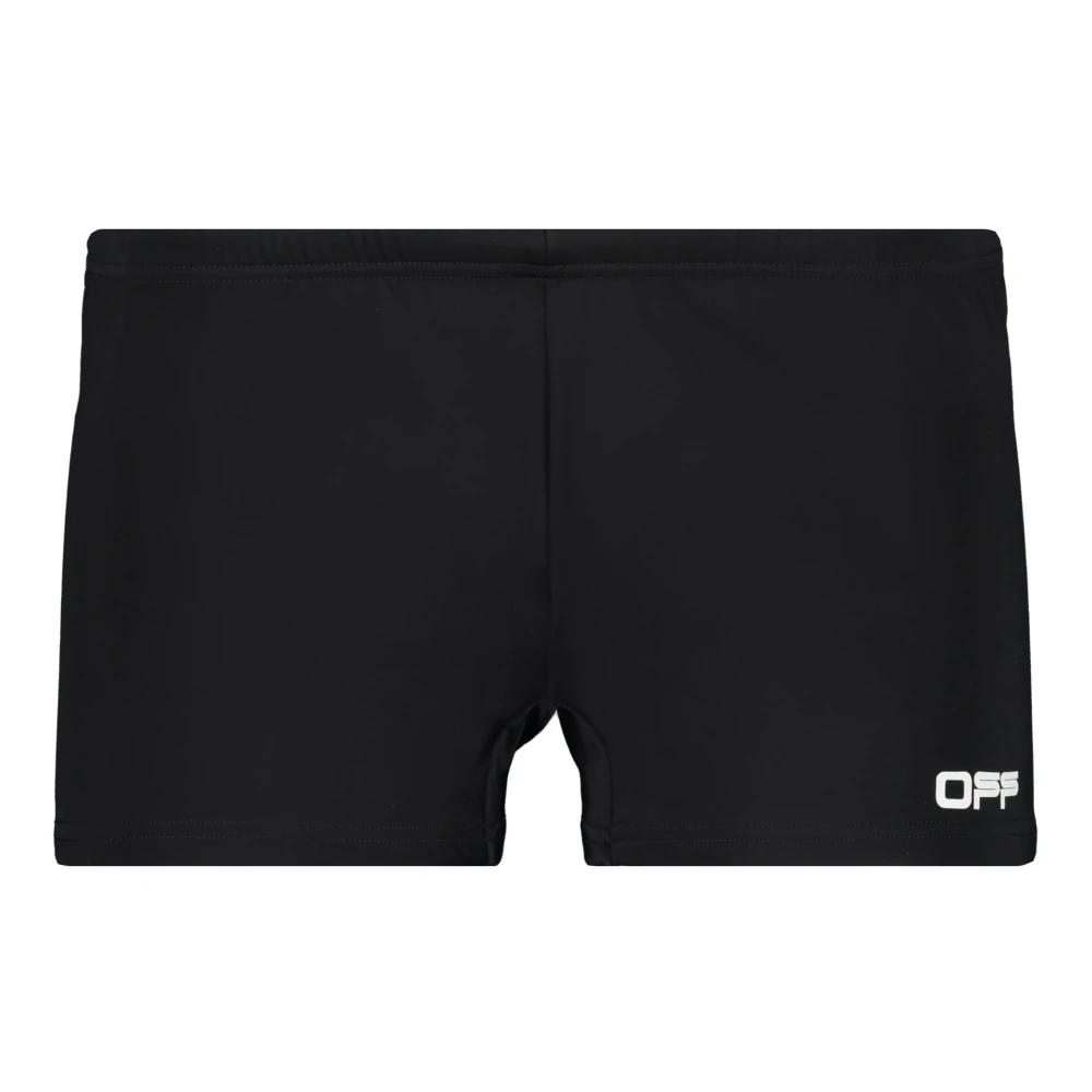 Off White Contrasterende Logo Print Trunks Black Heren