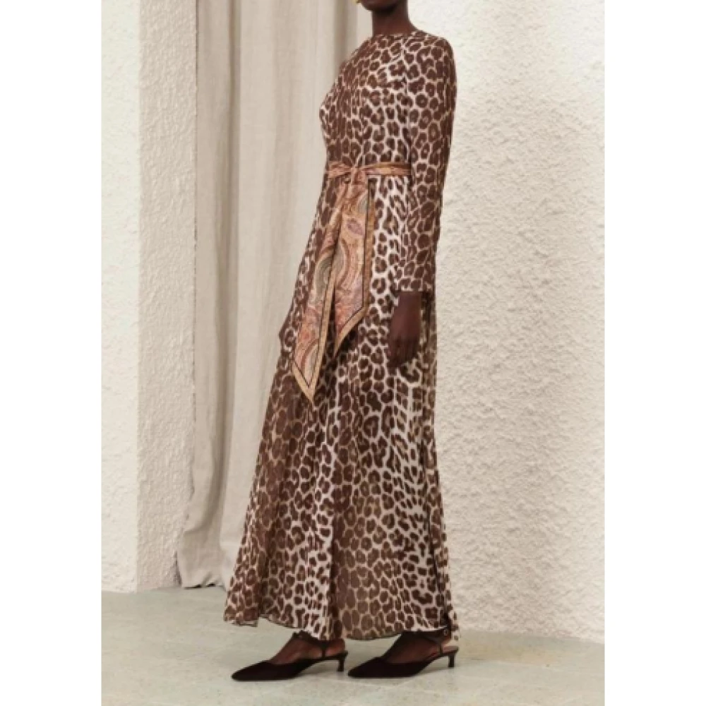 Zimmermann Lange zijden luipaardprint jurk Multicolor Dames