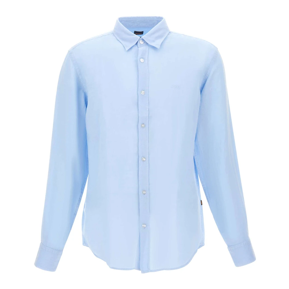 Hugo Men's Blue Formal Shirts, 2XL, Linen Shirt