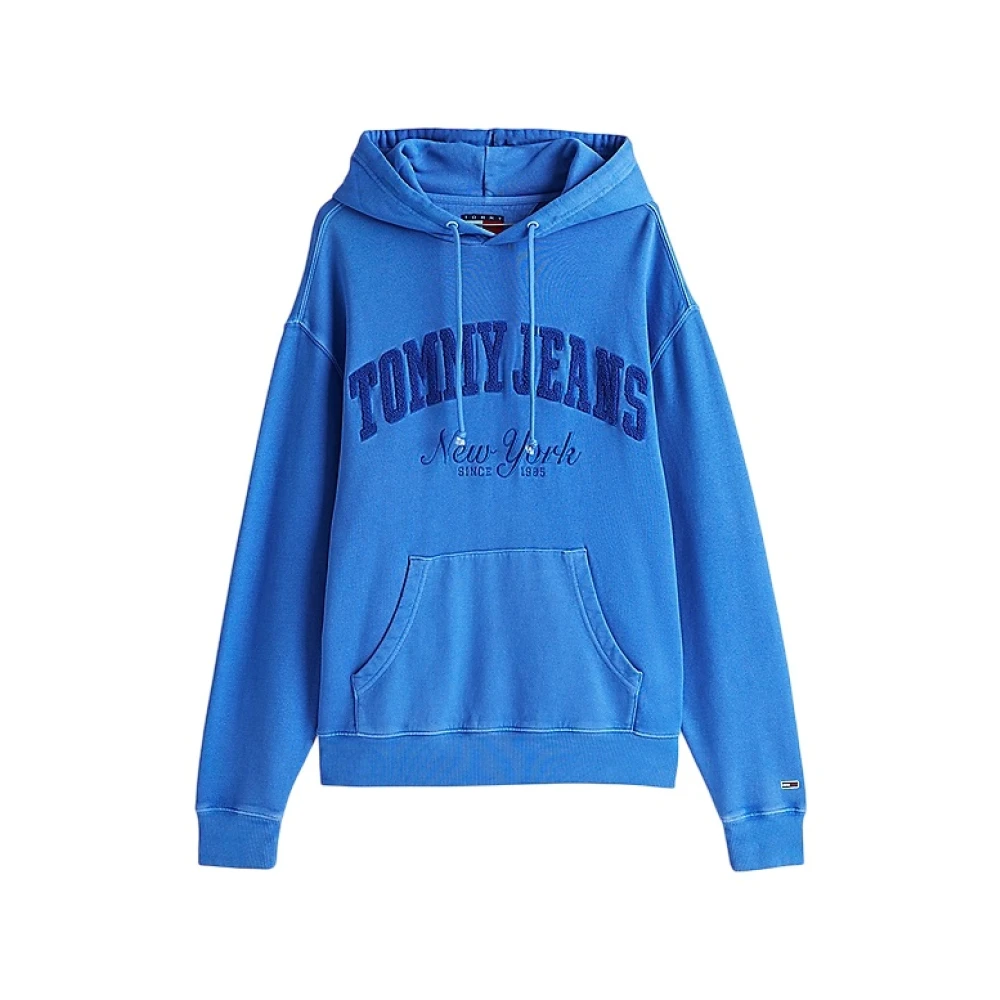 Tommy Jeans Men's Blue Vintage Hoodie With Faded Effect - Hoodies - L - Sweatshirts & Hoodies