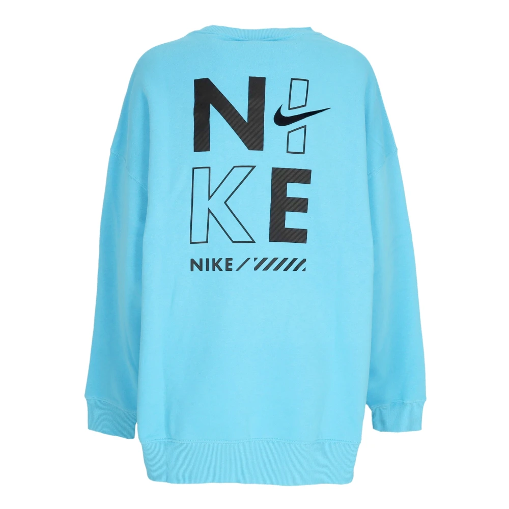 Nike Blauwe Crewneck Fleece Sweatshirt Oversize Fit Blue Dames