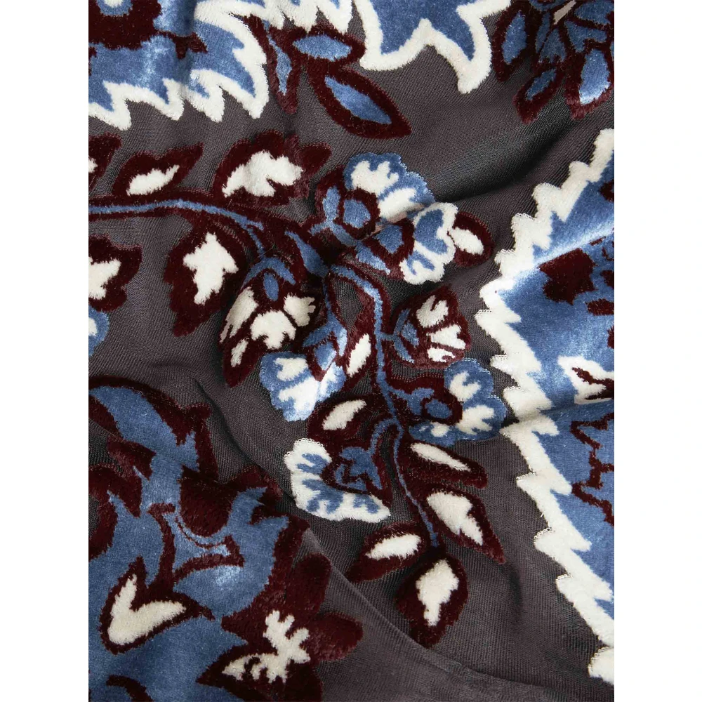 ETRO Heldere Blauwe Bloemen Paisley Fluweel Jurk Multicolor Dames
