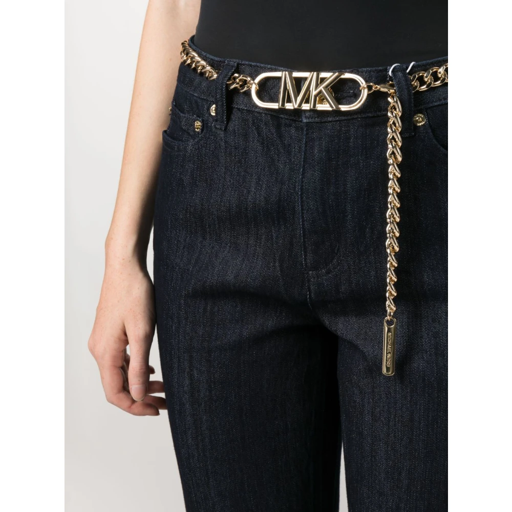 Michael Kors Indigo Rinse Flare Chain Belt Jeans Black Dames