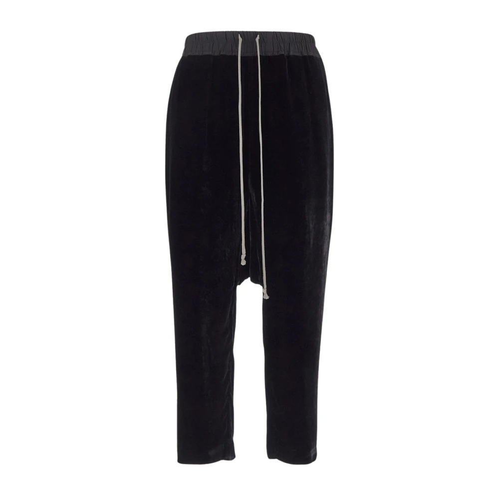 Rick Owens Katoenen Cropped Broek met Trekkoord Black Dames
