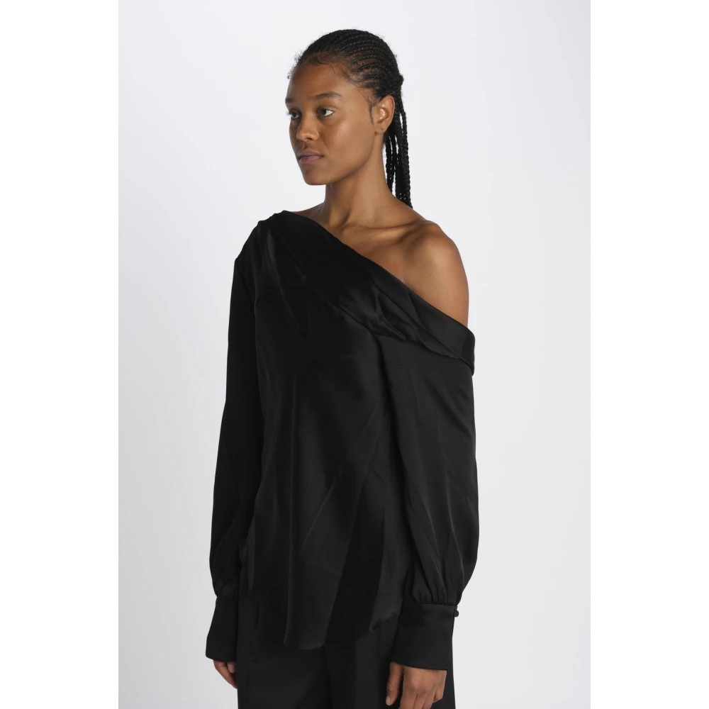 Simkhai Zwart Satijnen Shirt Alice Black Dames