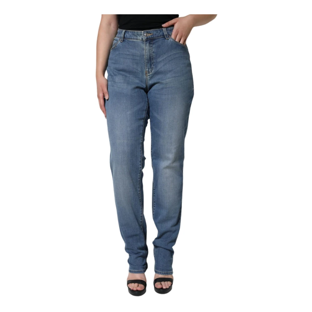 Emporio Armani Blauwe Skinny Denim Jeans Hoge Taille Blue Dames