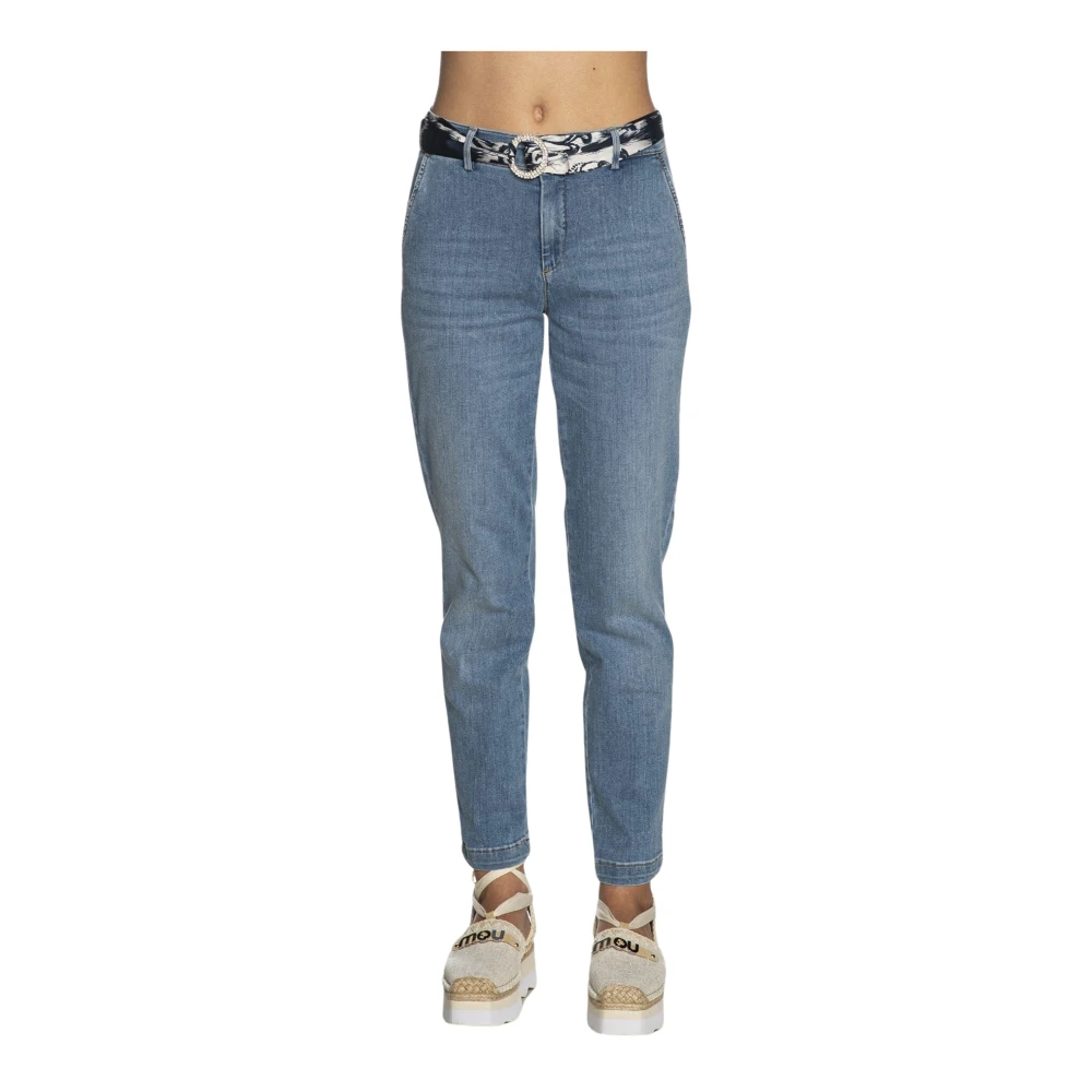 Liu Jo Denim Chino Broek Blauw Wassen Blue Dames