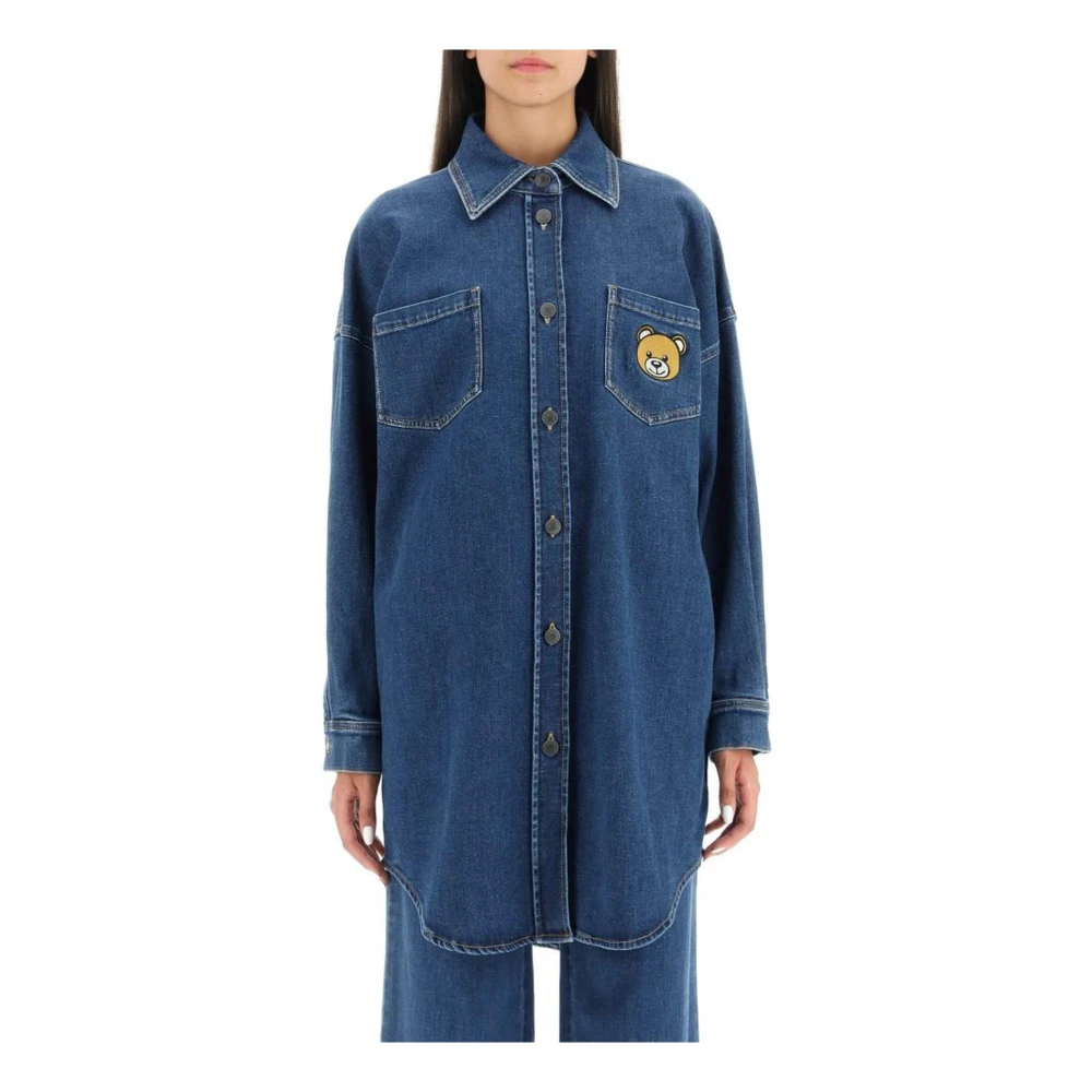 Moschino Teddy Bear Denim Overshirt Kvinnor Blue, Dam