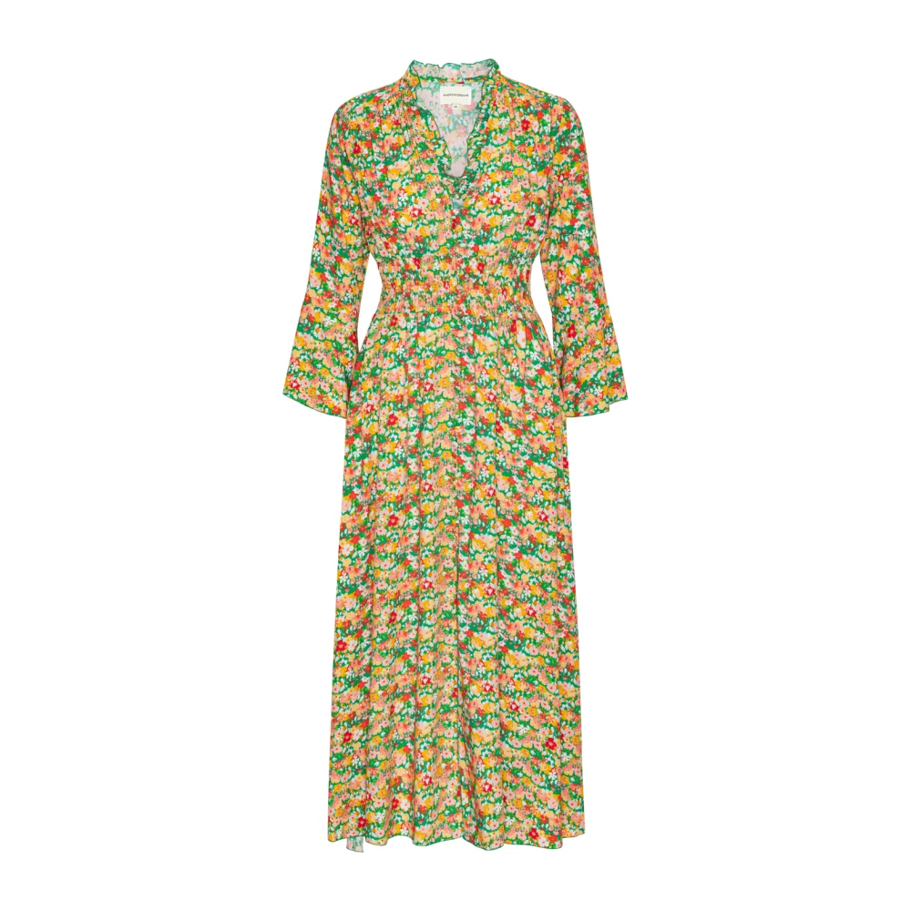 American Dreams Groene Bloemen Smock Taille Jurk Multicolor Dames