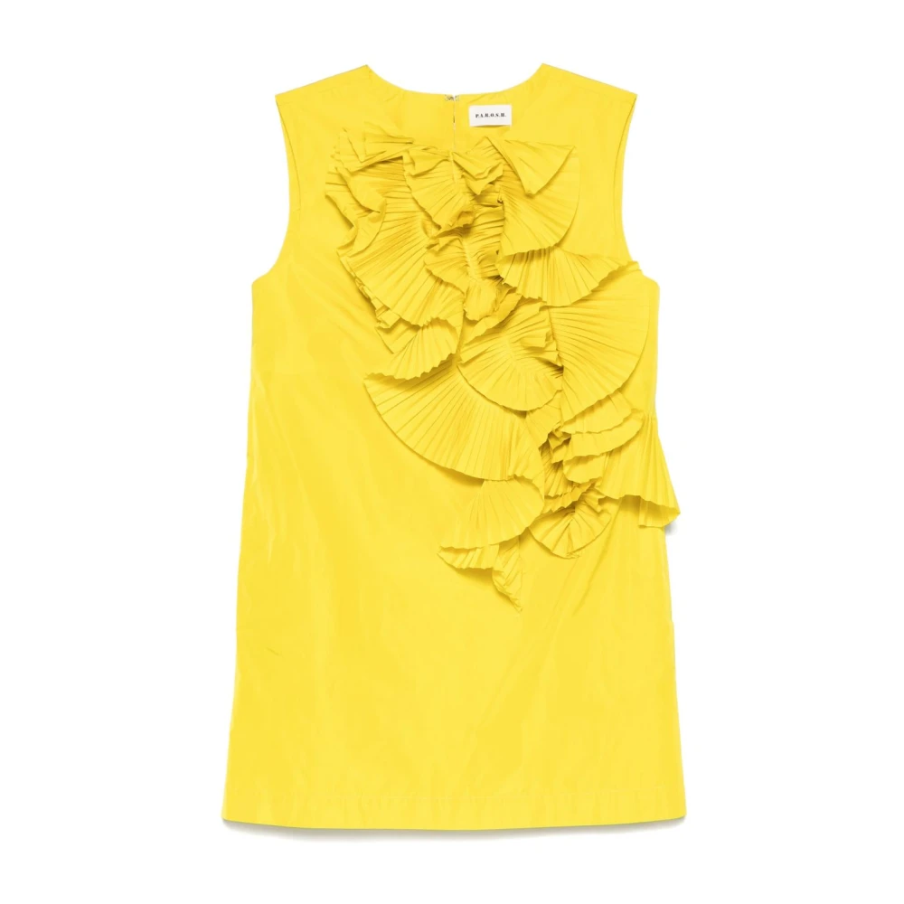 P.a.r.o.s.h. Kanariegele Mouwloze Jurk met Ronde Hals Yellow Dames